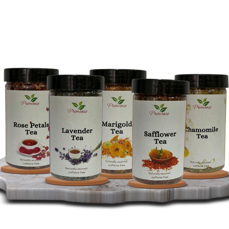 Rose, Lavender, Marigold, Safflower, Chamomile Jars